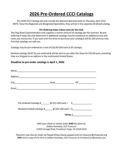 2026 CCCI Catalog Pre Order Form